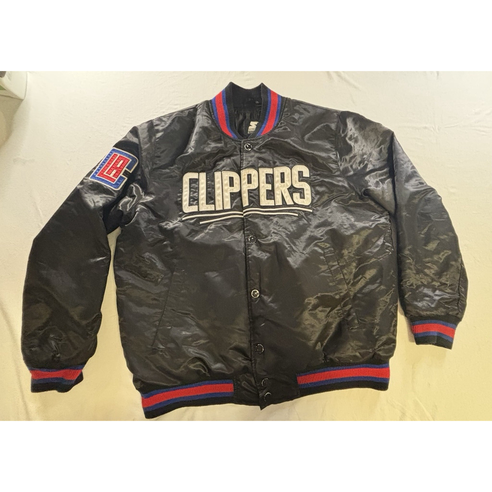 Starter LA Clippers Satin Bomber Jacket XL NBA Black Label Varsity Coat